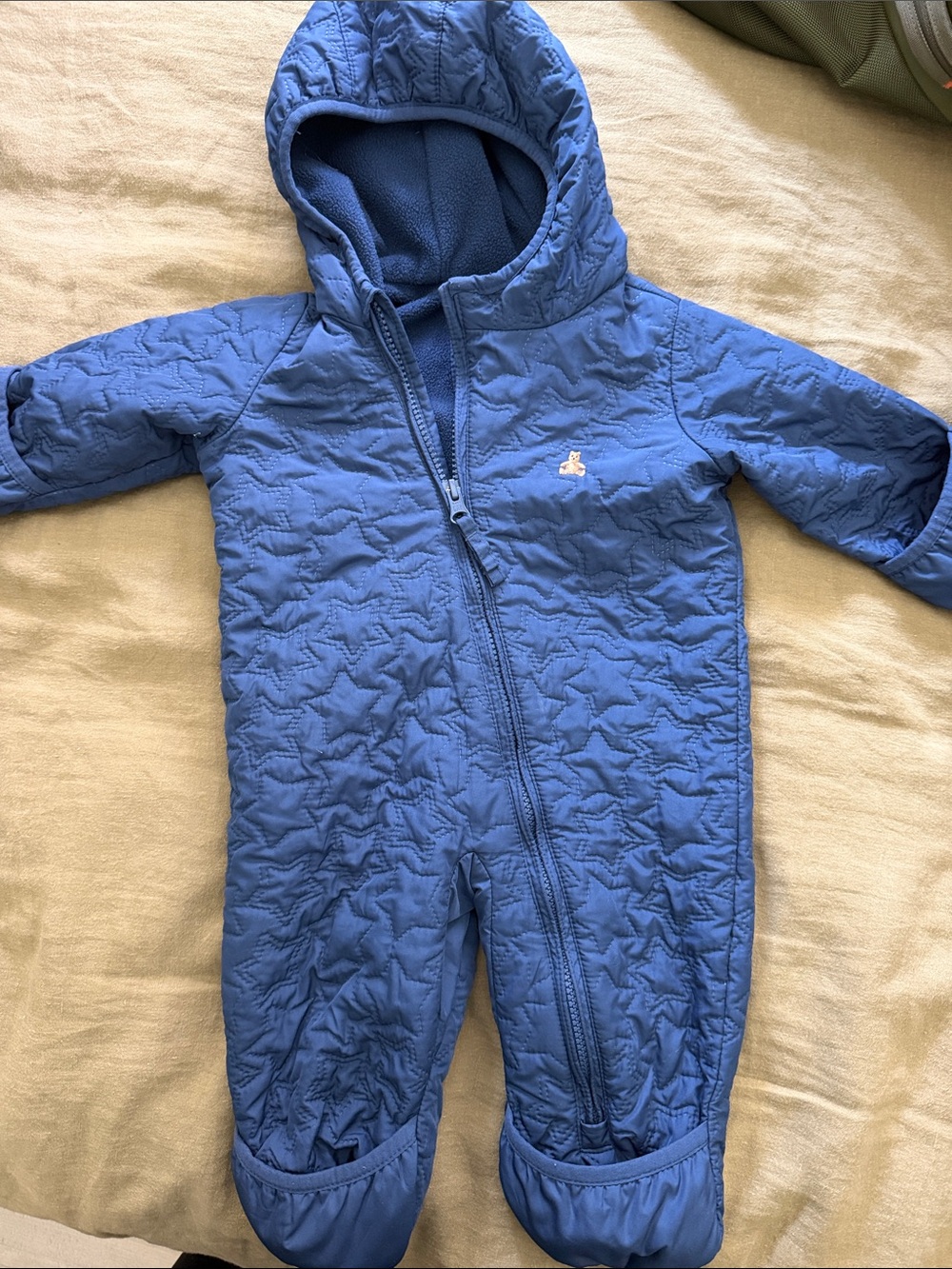 GAP Blue Quilted Hooded Footed Bunting